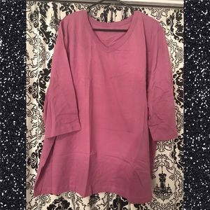 Plus Size 3/4 Sleeve Soft Berry Vneck T-shirt